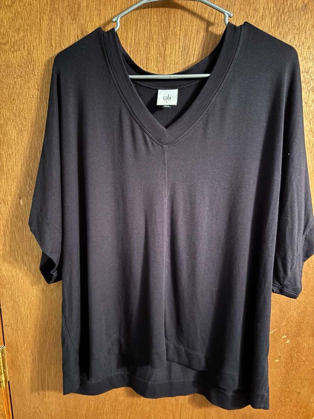 Cabi Black Oversized V-Neck Short Sleeve Pullover Tee Size L